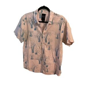 RVCA Kristen Lui Wong Pink Button Up Hawaiian Shirt